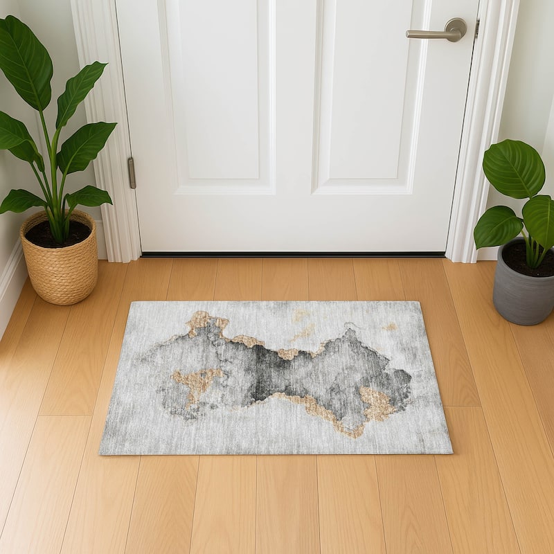 Premium Washable Super Soft Abstract Mayfield Rug - Gray - 1'8" x 2'6"