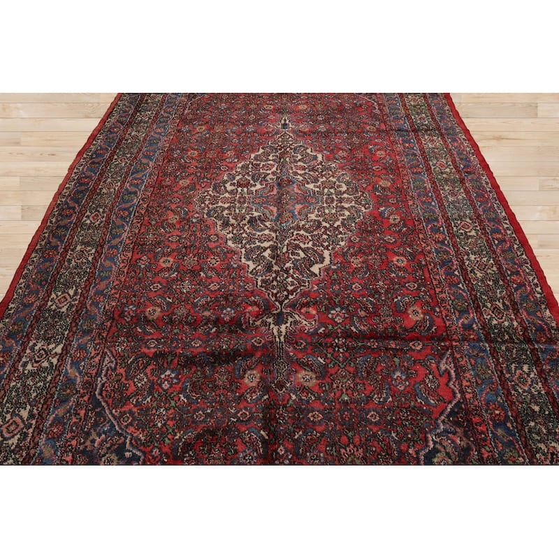 Hand Knotted Tabriz Coral Persian Wool Traditional Oriental Area Rug - 7' x 13'