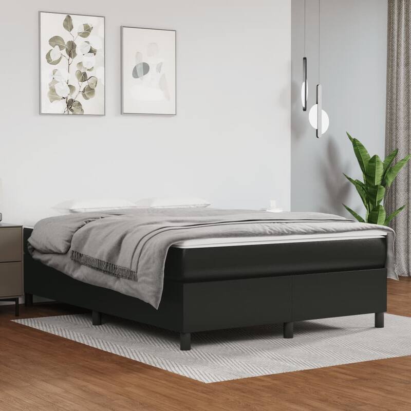 vidaXL Bed Frame Box Spring Bed Base with Mattress for Bedroom Faux Leather
