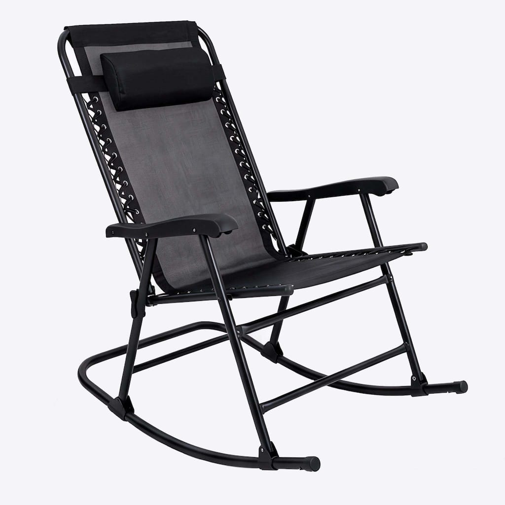 Patio Set of 2 Folding Leisure Rocking Chair Set, Durable Weather-Resistant Construction