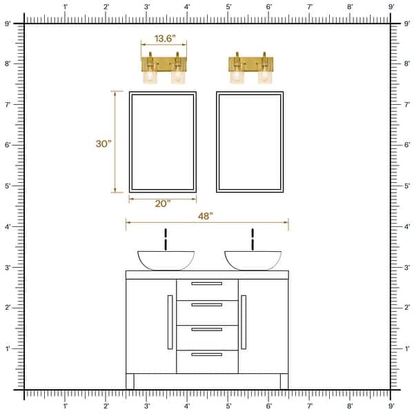 dimension image slide 24 of 26, Bathroom Vanity Light Fixtures - Farmhouse Wall Light for Bathroom
