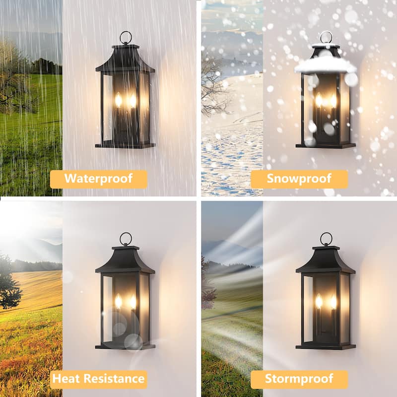 Outdoor Black Wall Lantern Sconce Light