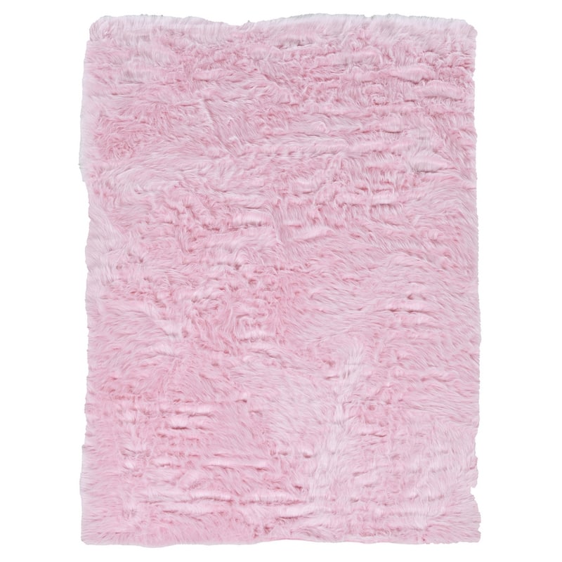 Linon Faux Sheepskin Shag Rug - 3' x 5' - Pink