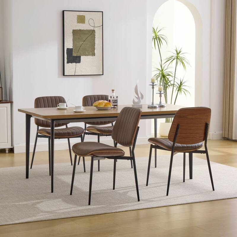 Roomfitters Upholstered Dining Chairs Set of 2 with Bentwood Back and Metal Legs, Mid-Century Modern Side Chairs