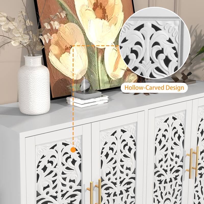 48" Hollow Carved Sideboard Buffet Cabinet