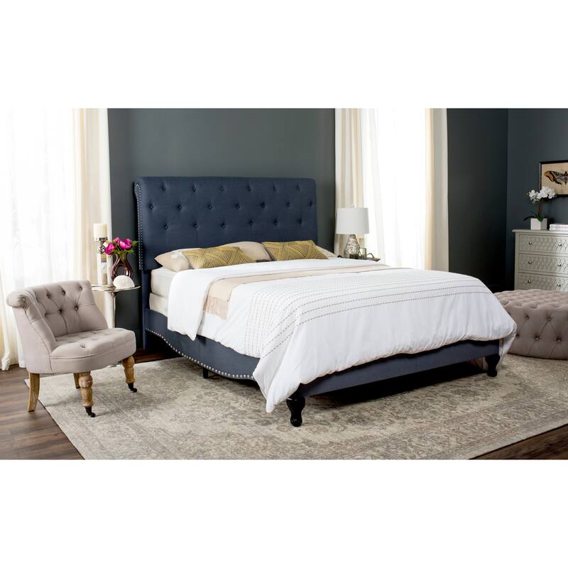 SAFAVIEH Kathie Upholstered Tufted Rolled Back Bed