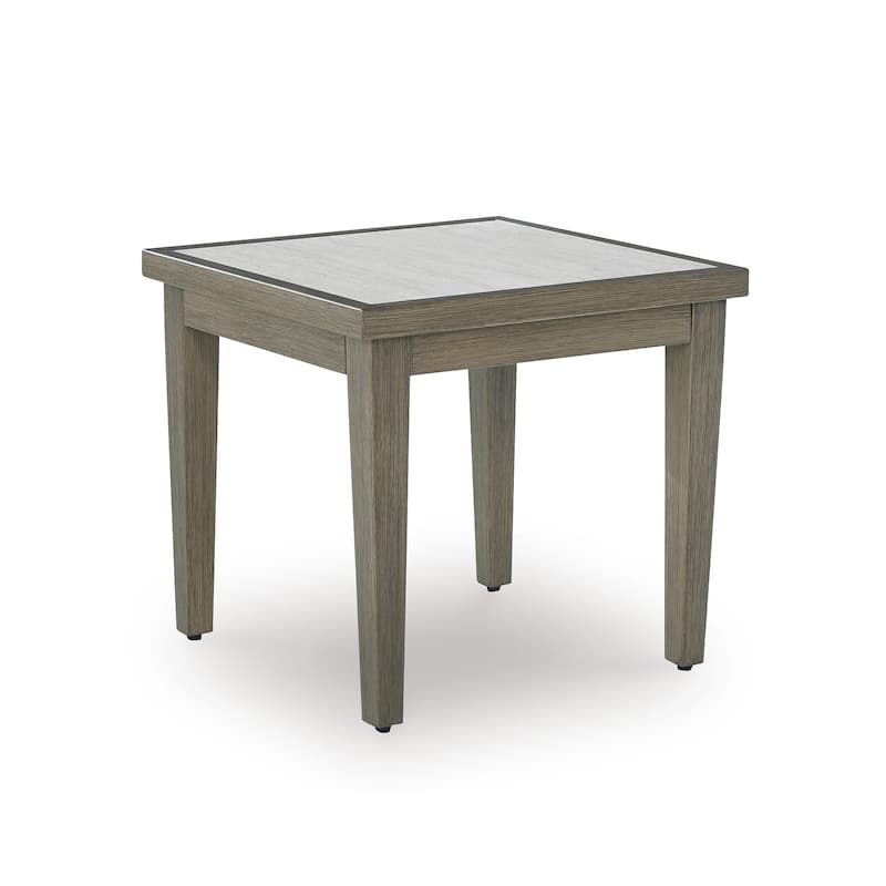 Signature Design by Ashley Rainier Ranch Brown/Beige Outdoor End Table - 23.7" W x 23.7" D x 22.05" H