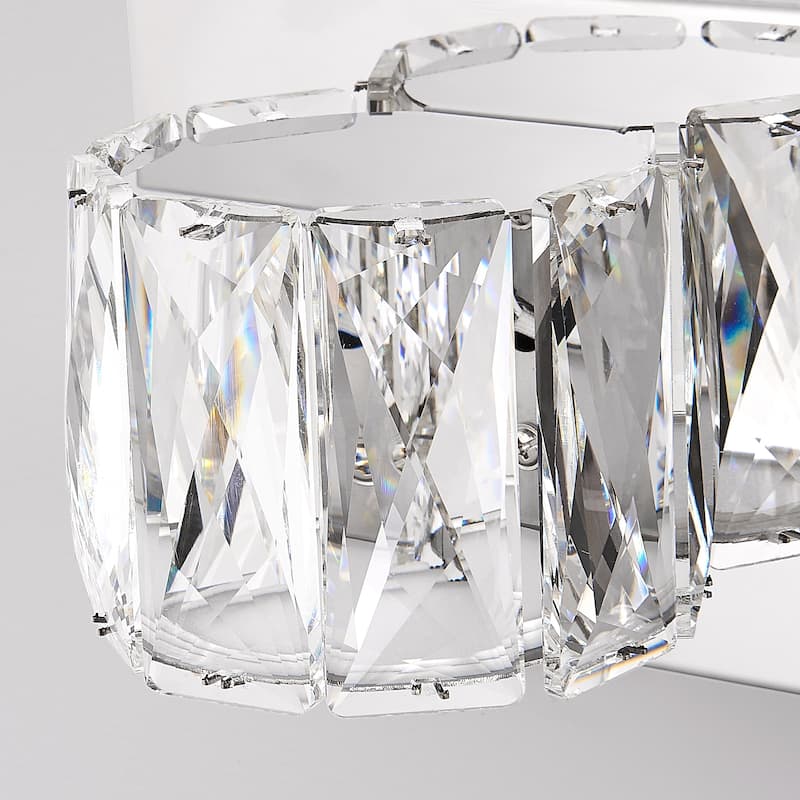 35" Modern Crystal 5-Light LED Wall Sconce,Elegant Chrome Bathroom Vanity Light with Clear Crystal Shades
