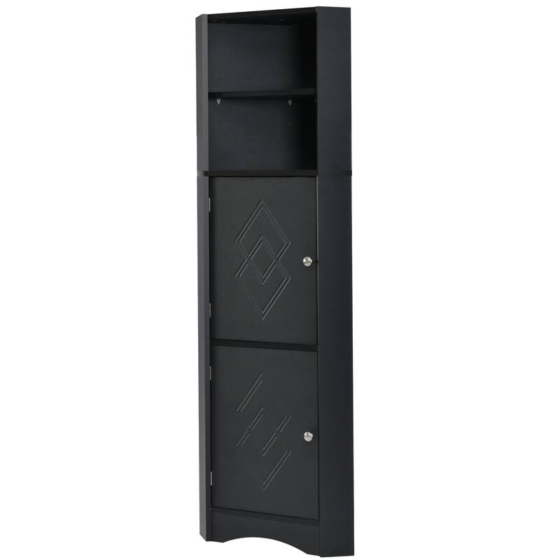 Corner Cabinet for Bathroom Practical Tall Wooden Bathroom Cabinet with 1 Open Shelf 2 Door Freestanding Storage Cabinet