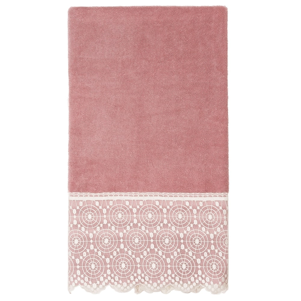 Authentic Hotel and Spa 100% Turkish Cotton Arian Cream Lace Embellished Bath Towel