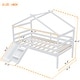preview thumbnail 3 of 4, Twin Low Loft House Bed with Slide, Ladder, Safety Guardrails, House Roof Frame