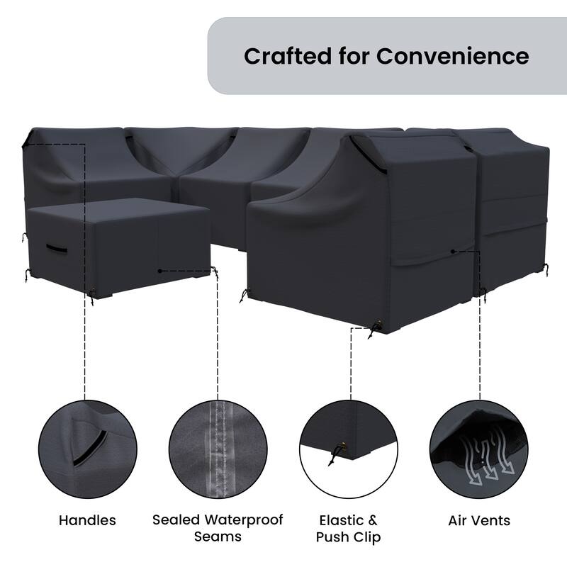 Forever Patio Waterproof Sectional Seating Group Furniture Cover Set ( Set of 7 ) - 33 x 29 x 29