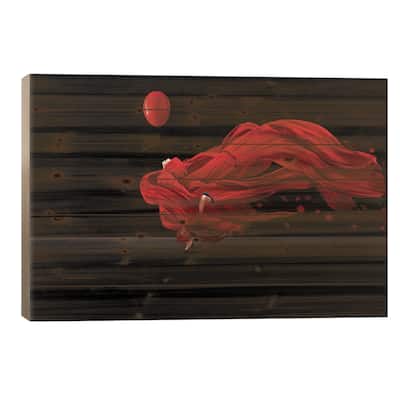 Dancing With The Balloon Print On Wood by Sulaiman Almawash - Multi-Color