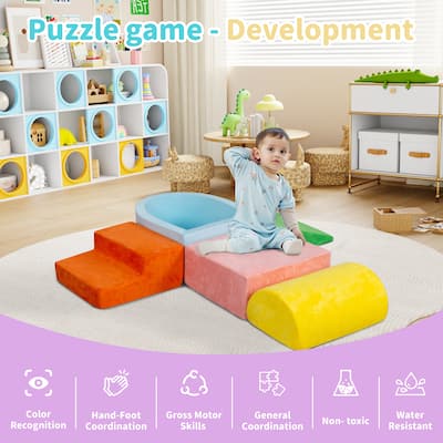 5-Piece Kids Climb & Crawl Foam Play Set – for Sensory Development & Motor Skills - Multi-Color