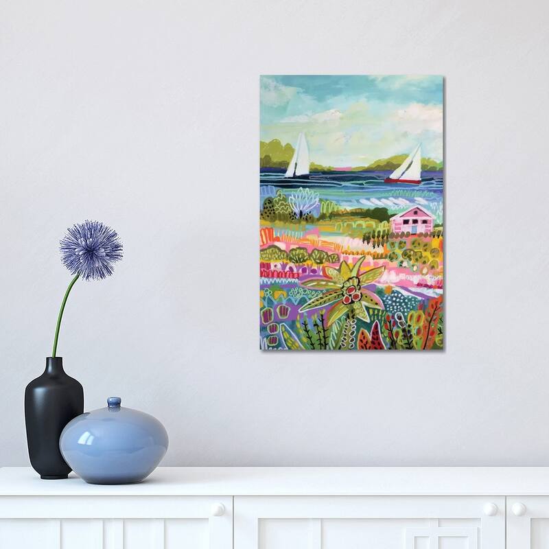 iCanvas "Two Sailboats And Cottage I" by Karen Fields Canvas Print - 18x12x1.5