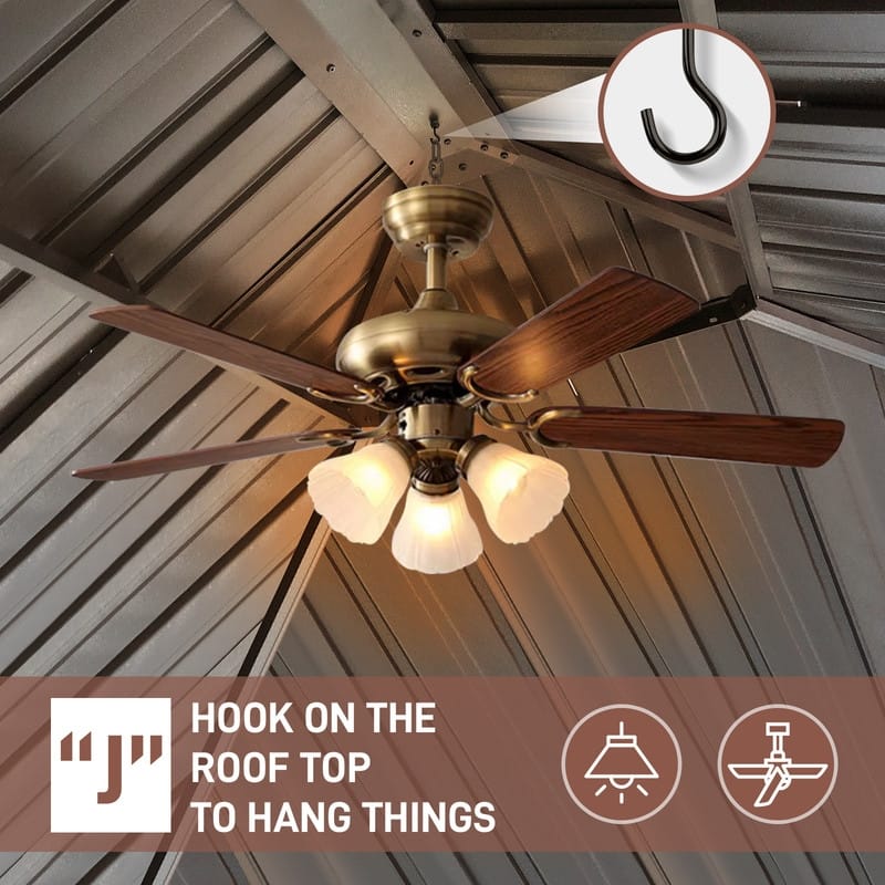 Outdoor Hardtop Double-Top 12 Ft x 10 Ft Galvanized Steel Patio Gazebo with Curtains Nettings