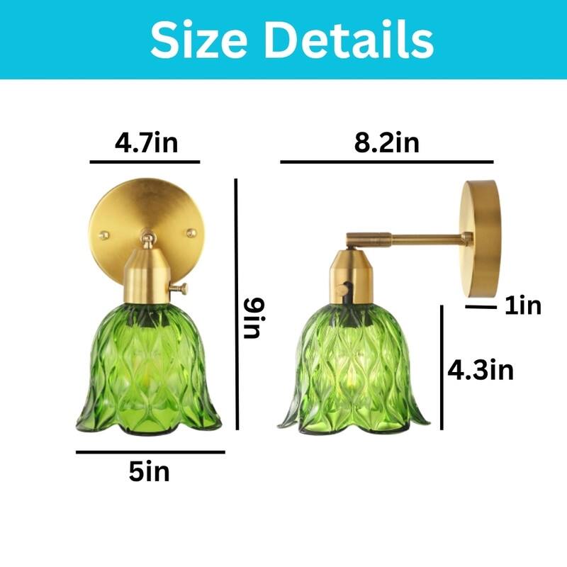 E26 Socket light bulb tulip green wall sconce glass wall lights