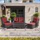 Option Brown Wicker Red Cushion