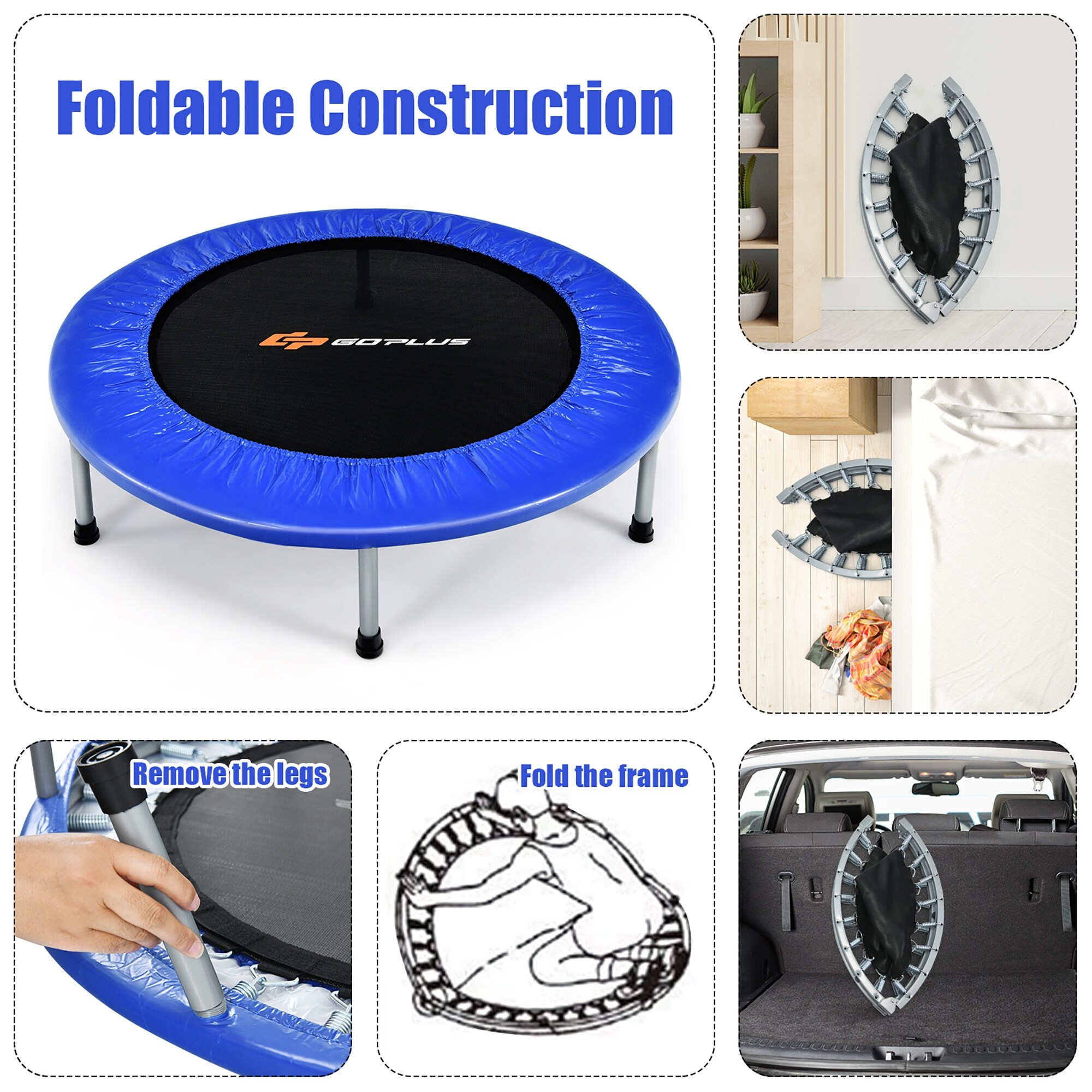 Mini trampoline folding discount legs