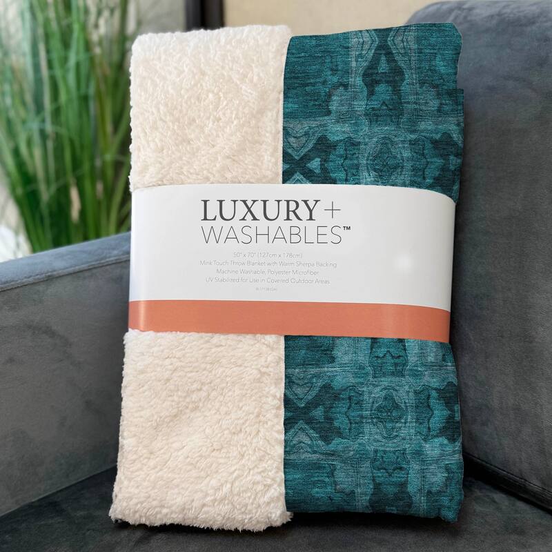 Premium Machine Washable Boho Moroccan Sherpa Throw Blanket