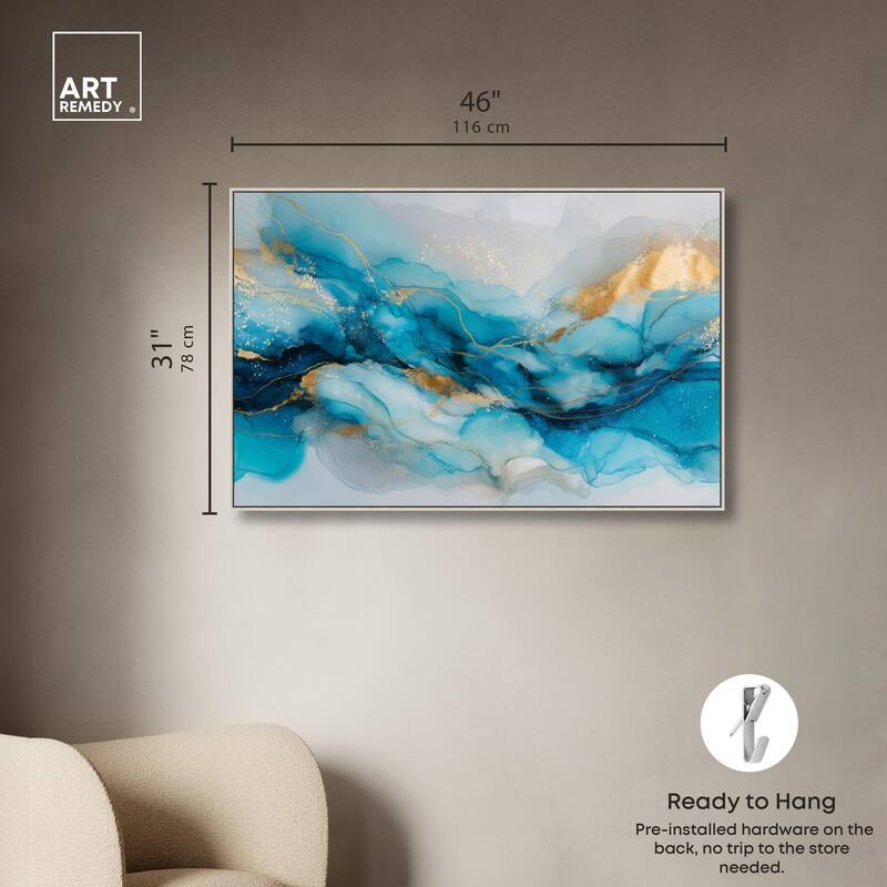 Ethereal Blue and Gold Canvas by Art Remedy