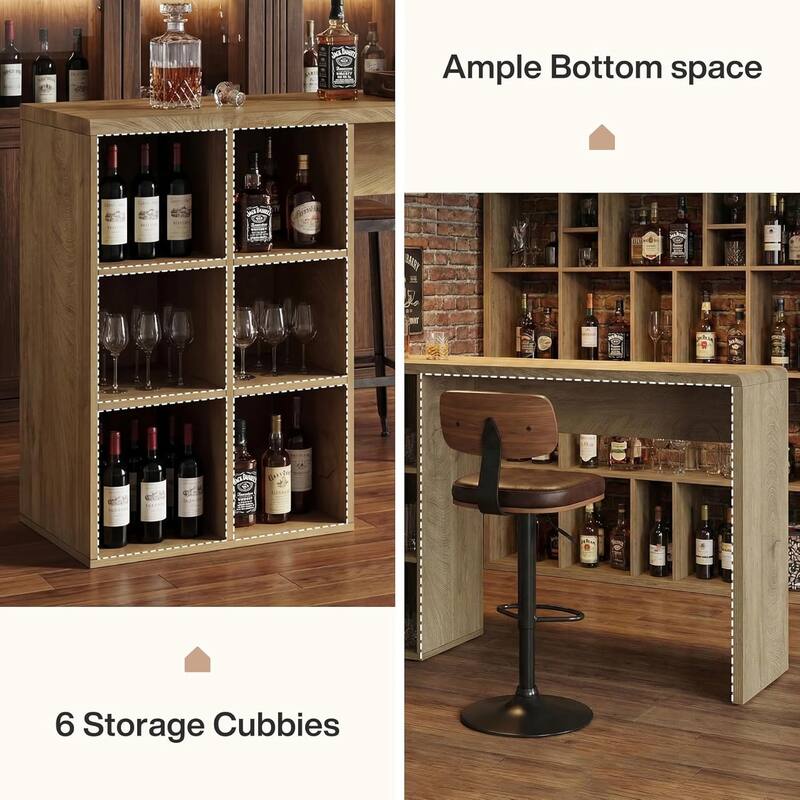 70.9-Inch Bar Table with 6 Cubbies Storage, Long Counter Height Pub Table, Rectangular Farmhouse High Top Home Bar Unit