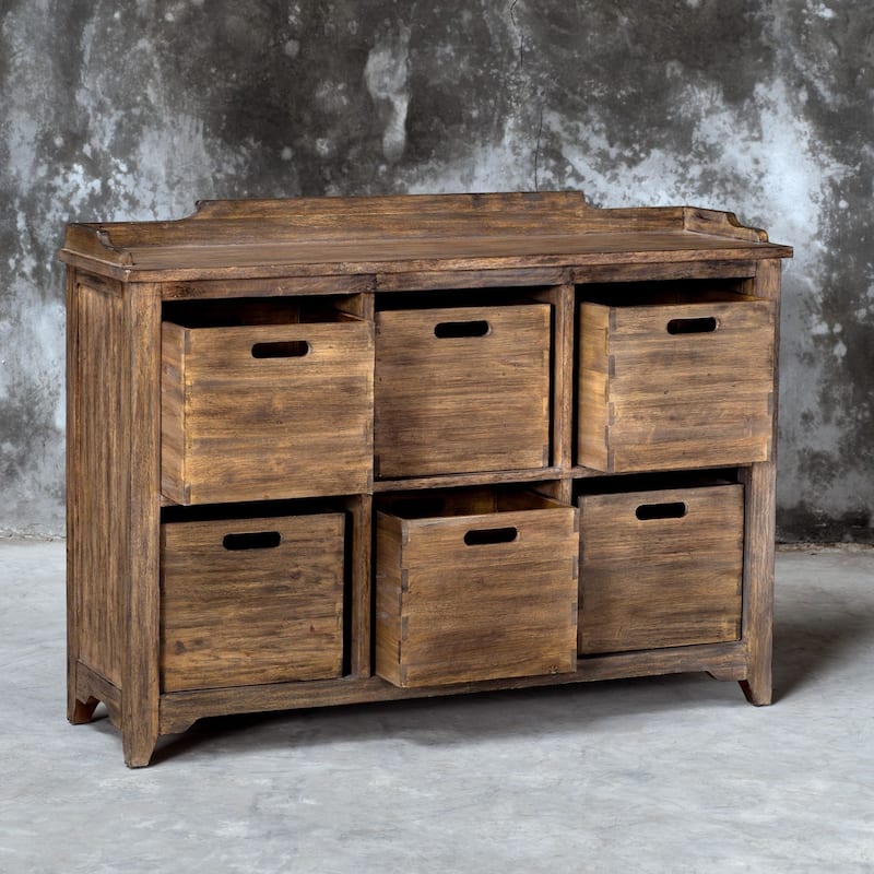 Uttermost Ardusin 48" Wide 6 Drawer Mahogany Wood Accent Cabinet