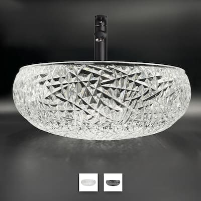 Moonshell Round Basin Glass Crystal Bathroom Vessel Sink - 18"