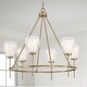 preview thumbnail 3 of 1, 35" W x 31" H 6-Light Ring Chandelier in Aged Brass with Layered White and Clear Glass - 34.5"W x 31"H