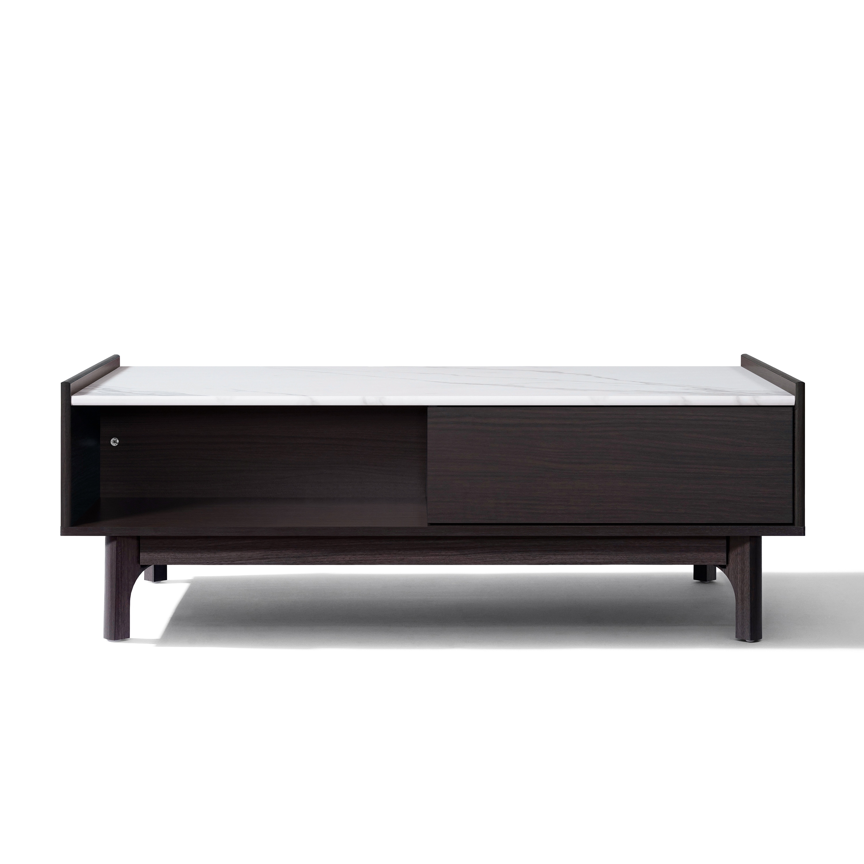 Modi Wenge Coffee Table with Raised Sides, Faux Marble Top, Manufactured Wood - 17.24" H x 47.24" W x 23.62" D