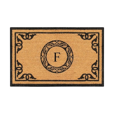 A1HC Natural Coir Monogrammed Anti-Shed Front Doormat 24" x 39"