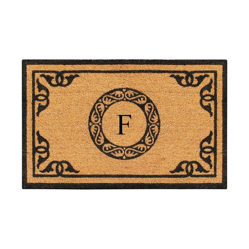 A1HC Natural Coir and thick PVC backing Geneva Floral Anti-Shed Front Doormat 24" x 39"