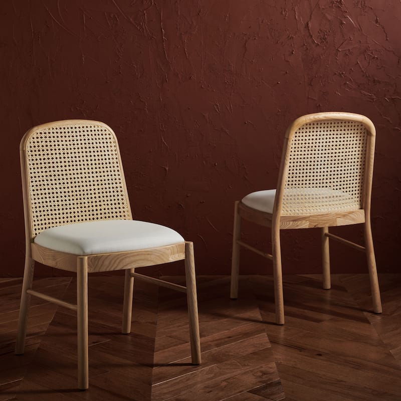 SAFAVIEH Couture Henryetta Rattan Back Dining Chair (Set of 2) - 18 In. W x 20 In. D x 33 In. H - 18"Wx20"Dx33"H - Natural
