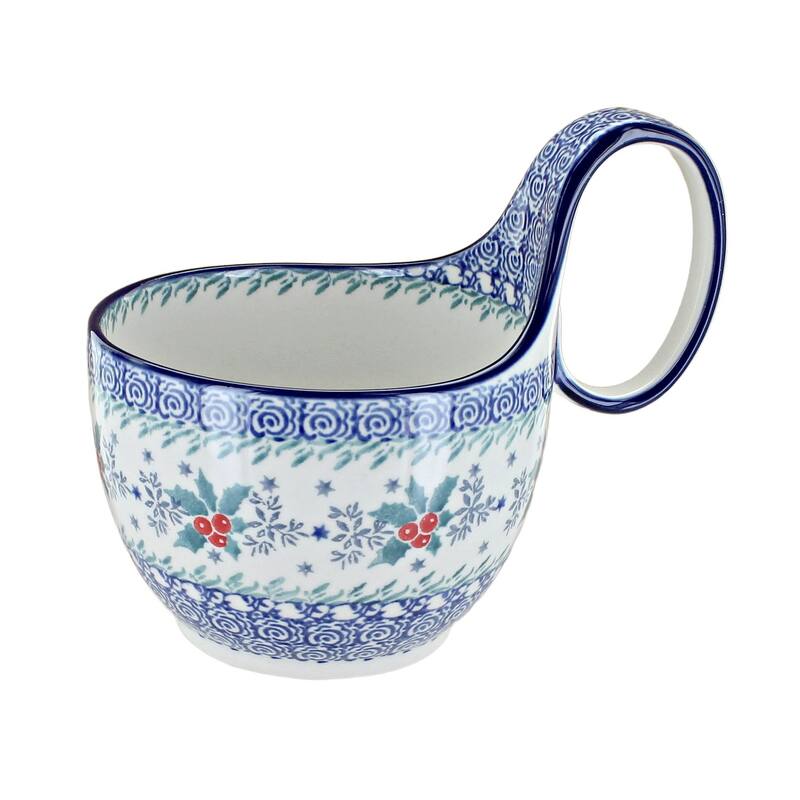 Blue Rose Polish Pottery 845 Ceramika Artystyczna Soup Mug - December Joy