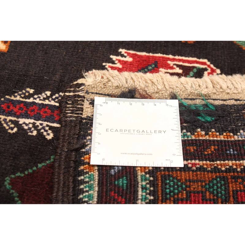 ECARPETGALLERY Hand-knotted Teimani Black Wool Rug - 3'7 x 6'3