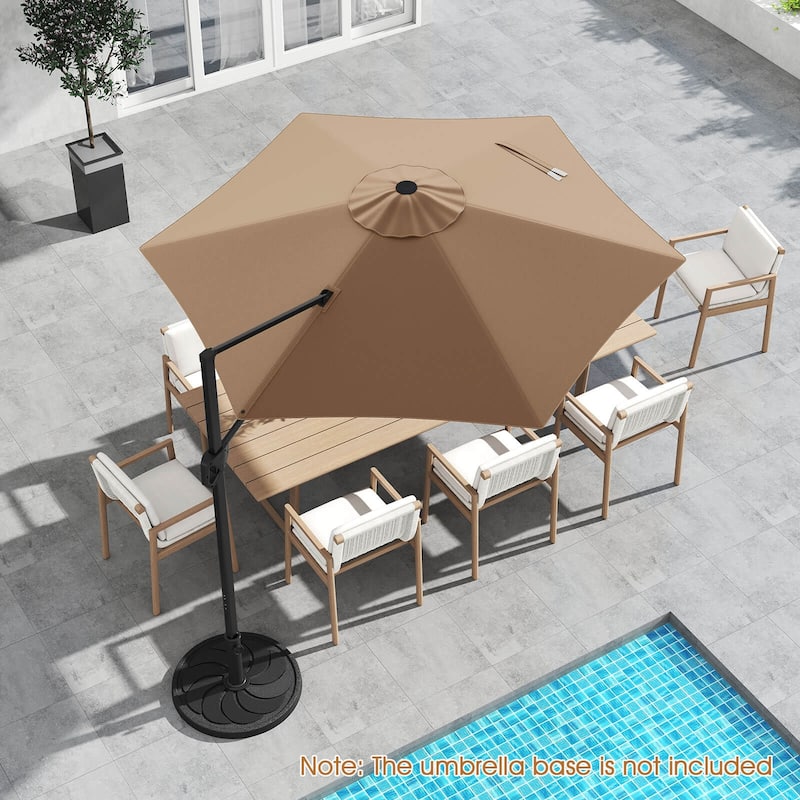 Costway 9 FT Cantilever Patio Umbrella Offset Hanging Umbrella with - Brown