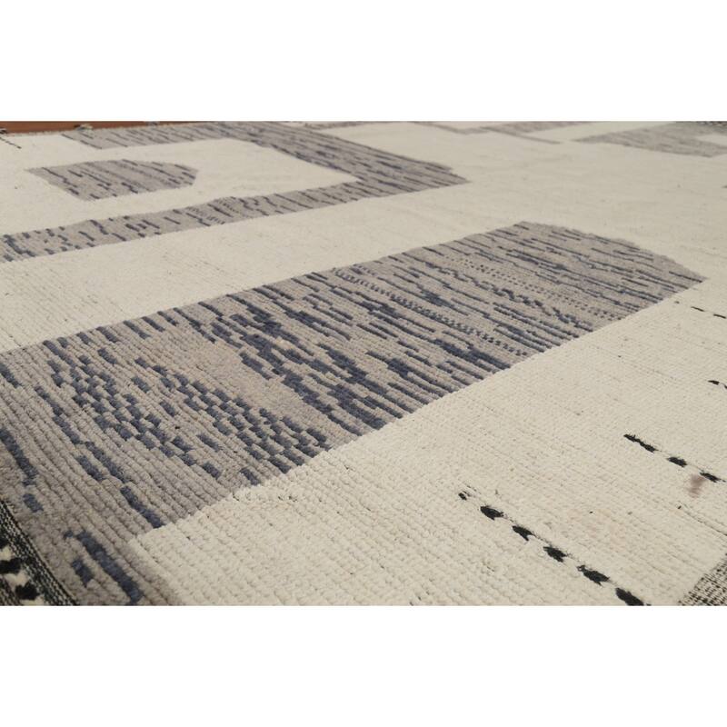 Moroccan Modern Area Rug Hand-Knotted Wool Carpet - 8'11"x 13'1"