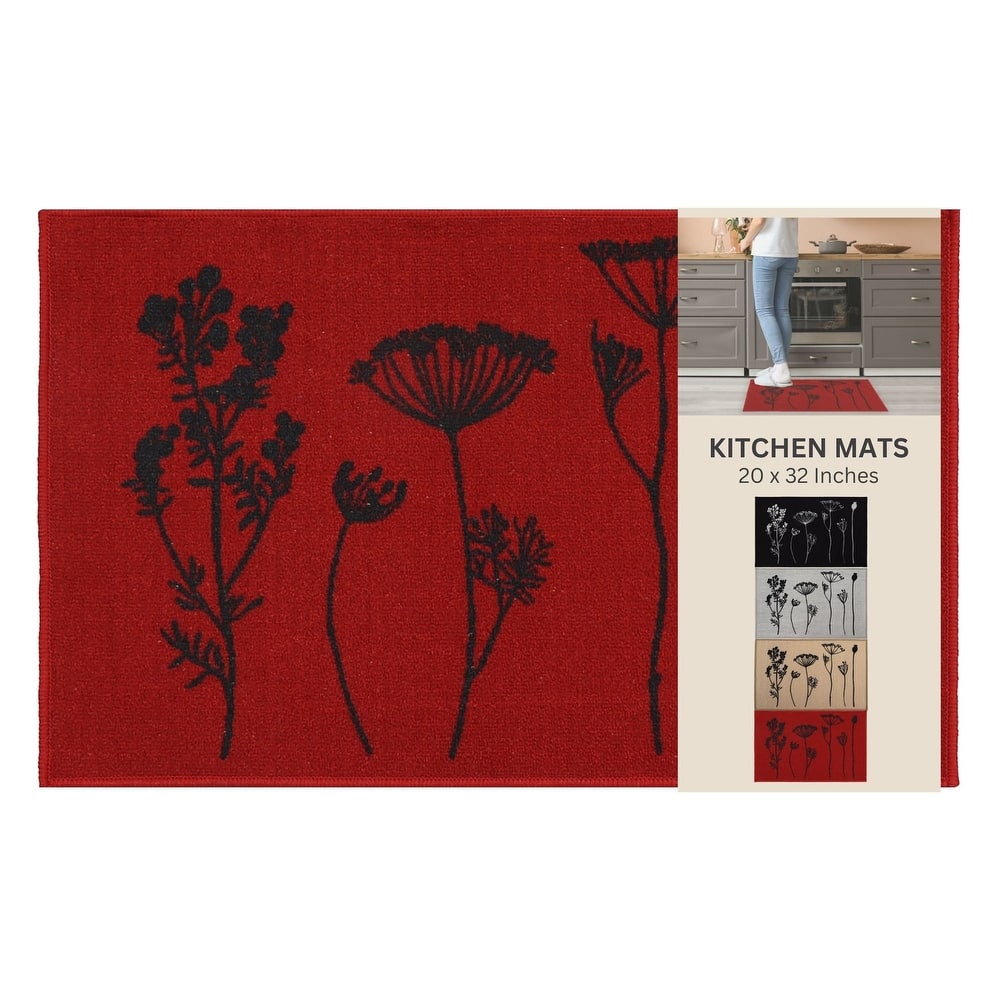 Wool Effect Wildflowers Kitchen Mat or Runner Rug