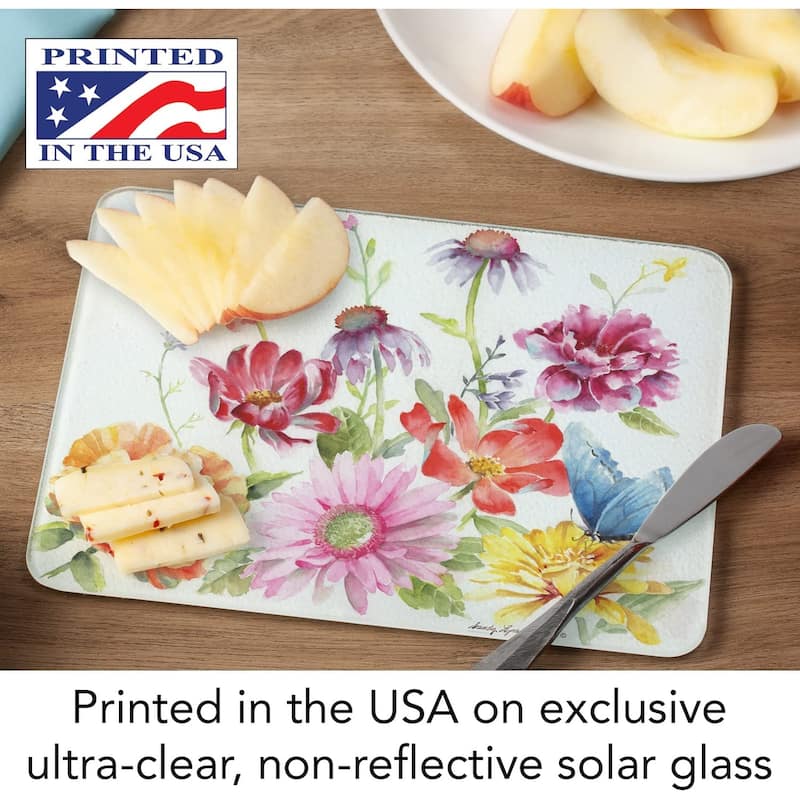 Butterfly Meadow 3mm Heat Tolerant Tempered Glass Cutting Board 10” x 8” Manufactured in the USA Dishwasher Safe