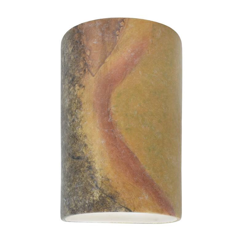 Justice Design Ambiance - Small ADA Cylinder Wall Sconce - Open Top & Bottom - Replaceable Bulb - Harvest Yellow Slate
