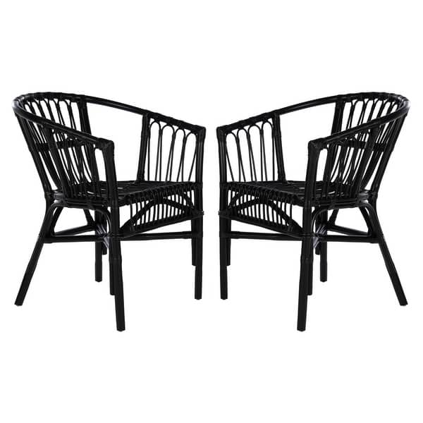 slide 1 of 16, SAFAVIEH Adriana Rattan Accent Chairs (Set of 2) - 22.8" W x 23.6" L x 30.3" H Black