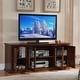 preview thumbnail 1 of 7, Leick Home 80360 Burnished Oak Leaded Glass TV Stand