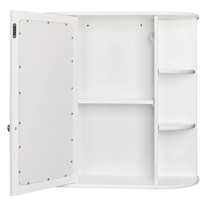 3-tier Shelf Single Door Mirror Bathroom Wall Mounted Cabinet
