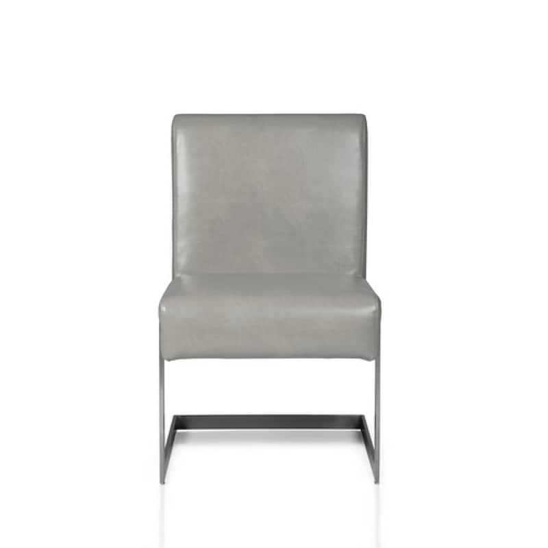 Leatherette Upholstered with Dining Chair with Cantilever Base, Gray