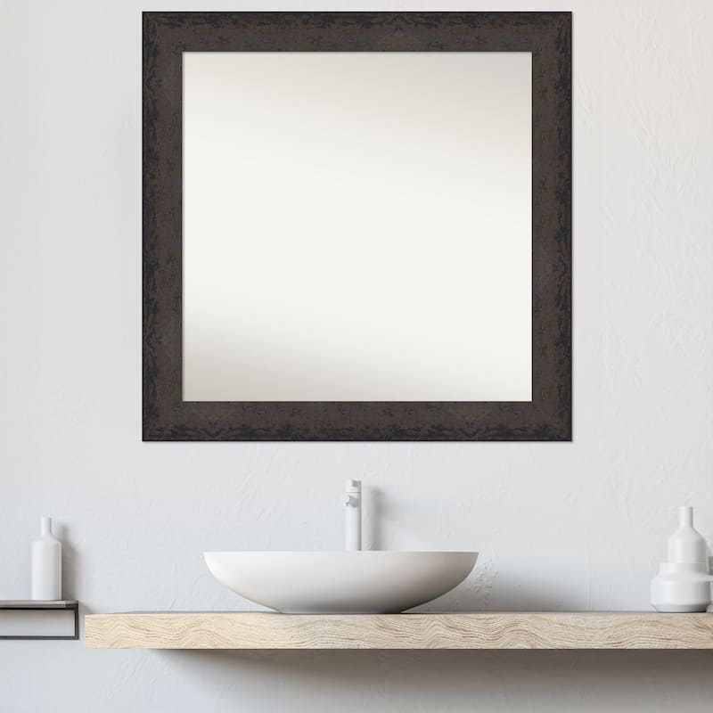 Dappled Non-Beveled Wood Framed Bathroom Vanity Wall Mirror