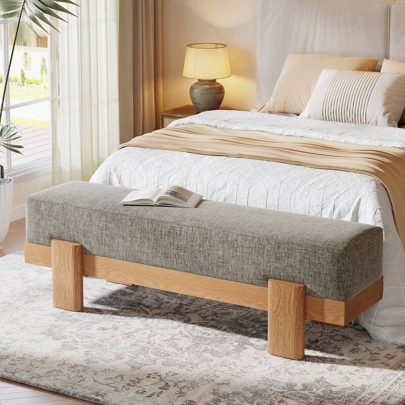 Upholstered Entryway Bench, Modern Shoe Bench, End of Bed Stool Accent Seat for Bedroom, Entrance, Living Room