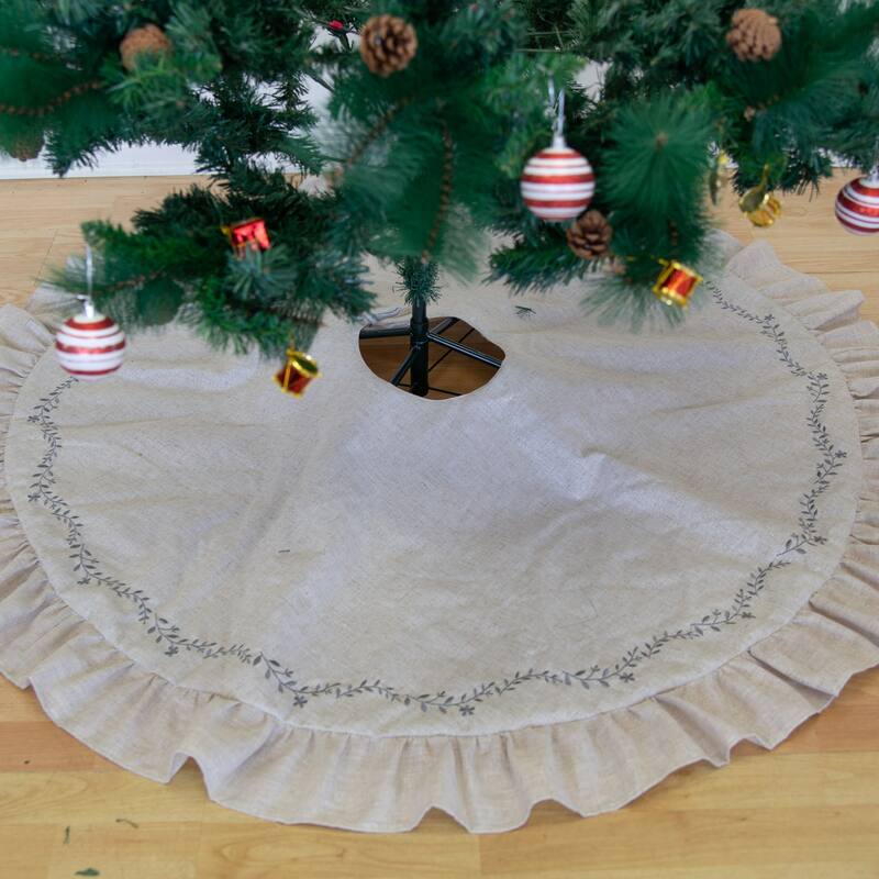 Kalen Polyester with Embroidery 56" round Christmas Tree Skirt