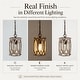 preview thumbnail 9 of 14, Clovy Farmhouse 1-Light Wood Lantern Pendant Lights for Kitchen Island - D6"x H 69"