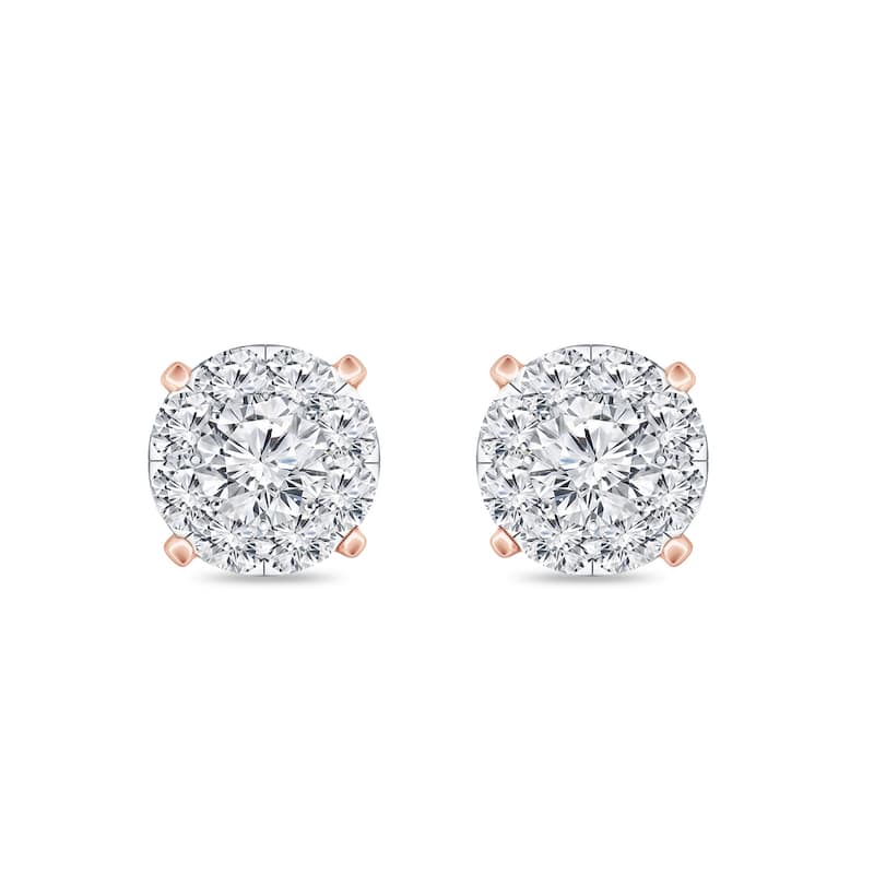 Auriya 14k Gold 1/4ctw Round Halo Pave Diamond Stud Earrings (H-I, I1-I2)