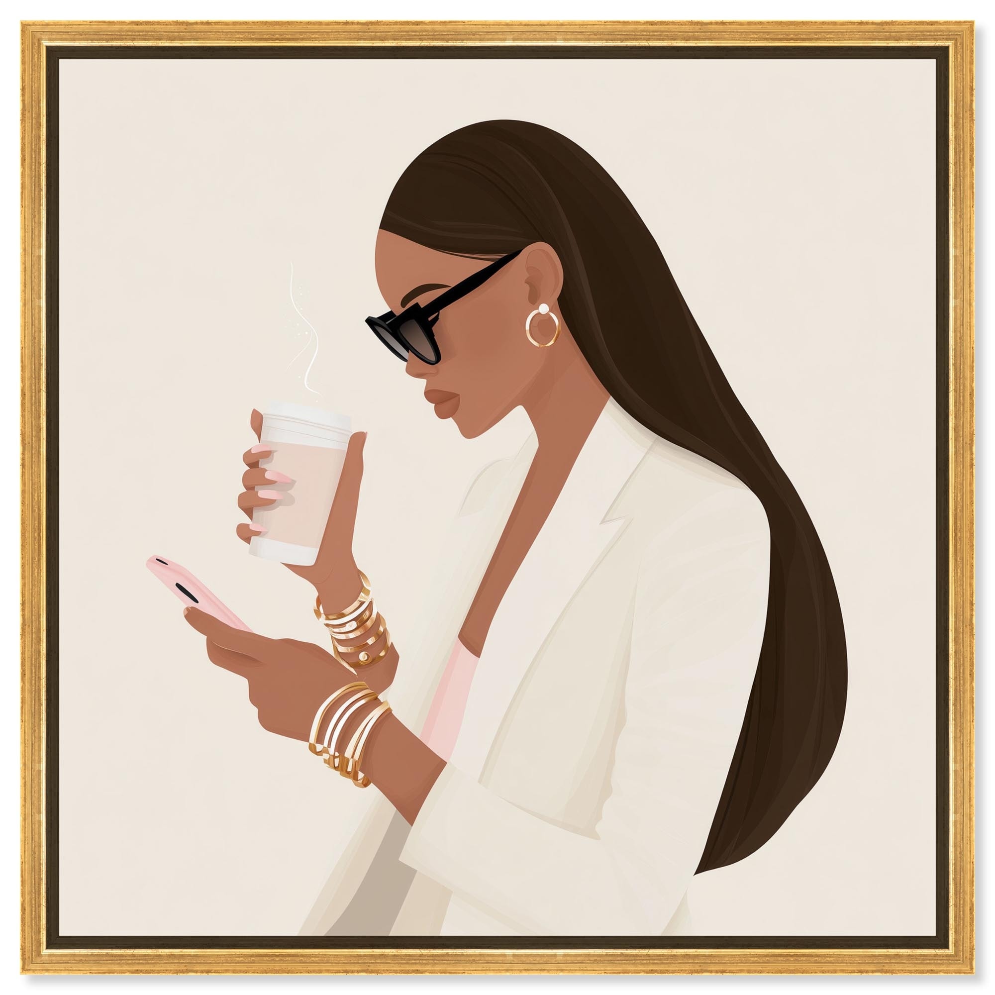 Coffee Break Fashion Art Framed Canvas Print by Art Remedy